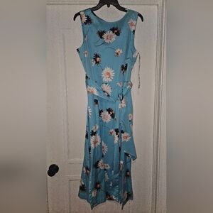Anne Klein Asymmetrical Blue Floral Dress